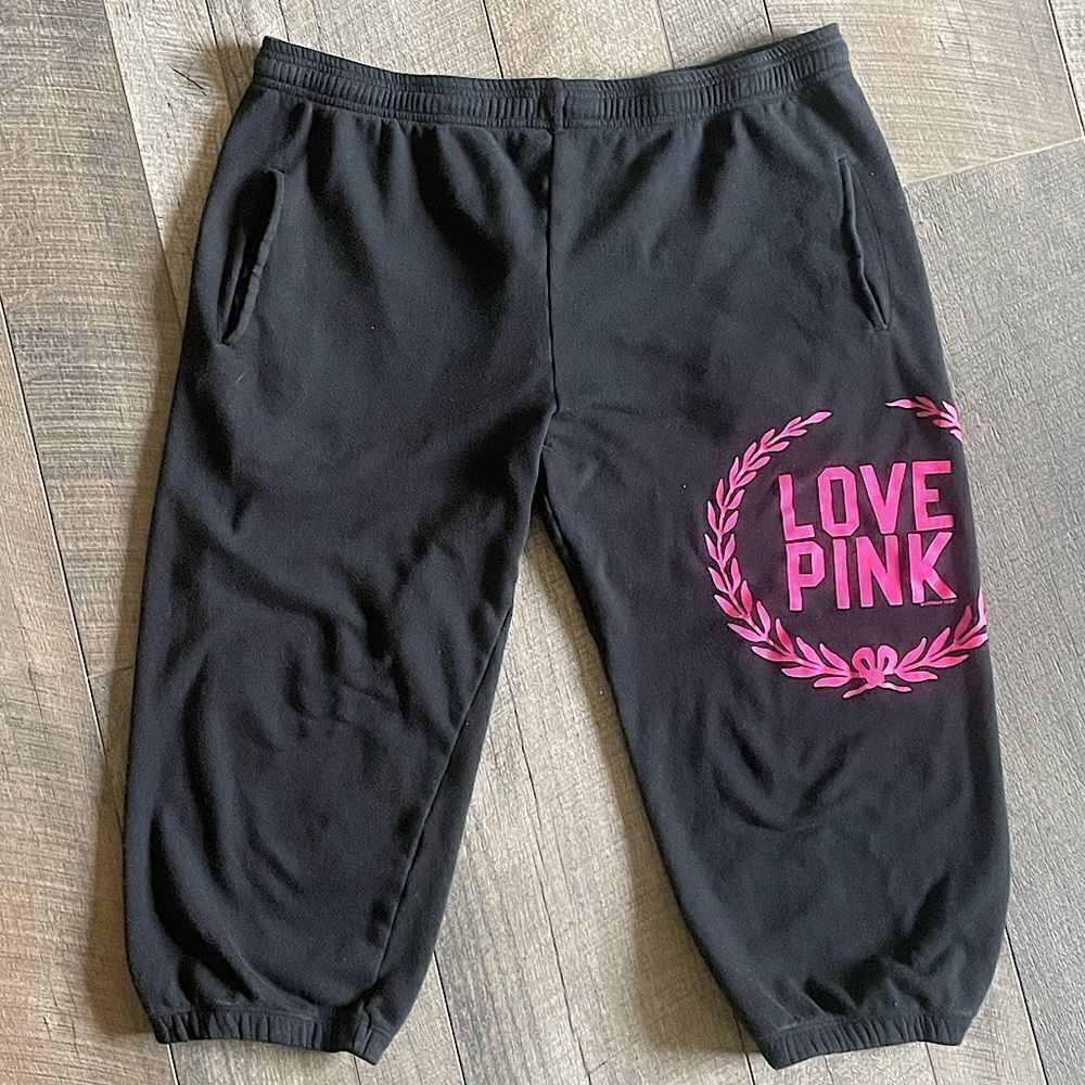 Victoria’s Secret PINK, Black, Cropped Joggers. Size Small.